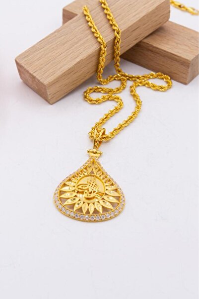 latif kuyumcu 22 Ayar Altın Füzyon Döküm Tuğralı Altın Kolye + Zincir SETLKKLY1117