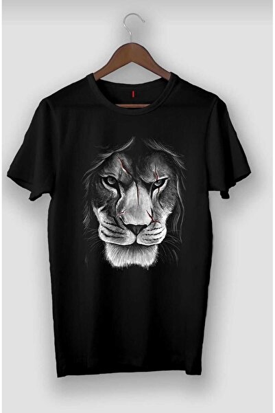 PERISENSE تي شيرت كبير الحجم مطبوع عليه أسد للنساء والرجال للجنسين