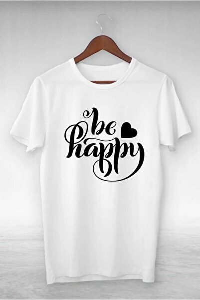 PERISENSE Unisex Γυναικείες Ανδρικές μπλούζες Be Happy με στάμπα Oversize