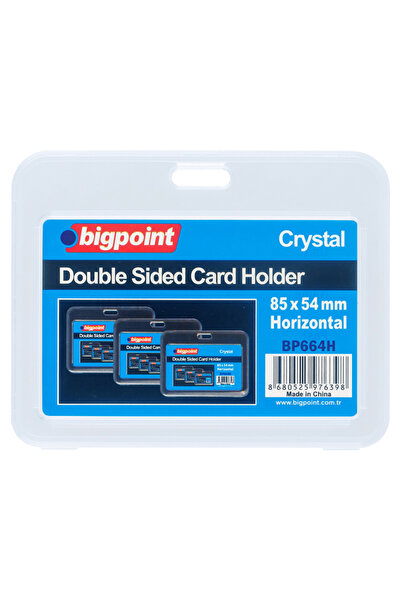 Bigpoint Çift Taraflı Kart Kabı Yaka Kartı  Kristal Yatay Şeffaf 85x54mm 5'li...