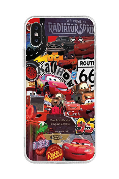 Magic Ring Iphone X ve XS Uyumlu Şimşek McQueen Kolaj Tasarımlı Şeffaf Telefo...