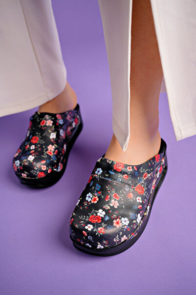 DRMOON Çiçek Desenli Taban Sabo Terlik