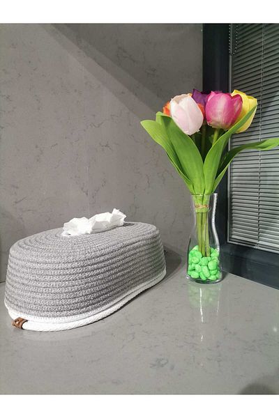 home decors by özlem Oval Napkin Holder Cotton Jute Wicker Napkin Holder Tableware Decorative Basket Wicker Basket Organizer-27x15x8cm