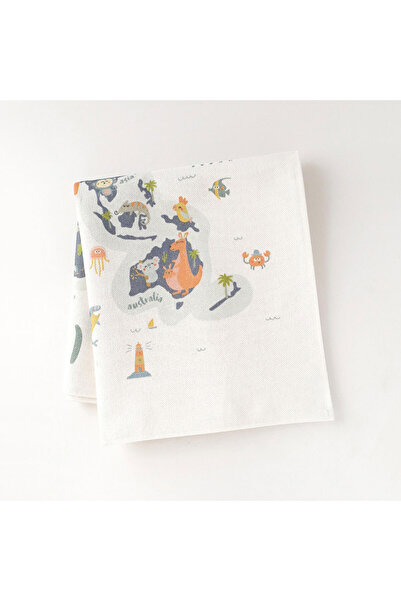 Jüppo Hayvanlar Alemi Dünya Haritası Duvar Örtüsü, Organik Pamuk Kumaş