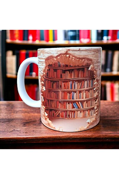 mug shop كوب تصميم المكتبة - كوب هدية تصميم ثلاثي الأبعاد