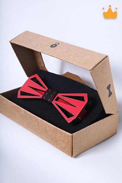 Babyhola 1-16 Yaş Kırmızı Ahşap Erkek Çocuk Papyon Doğum Günü Kutulu Ahşap He...