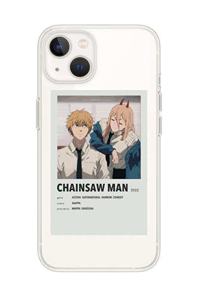 Magic Ring Iphone 15 Uyumlu Chainsaw Man Anime Tasarımlı Şeffaf Telefon Kılıfı