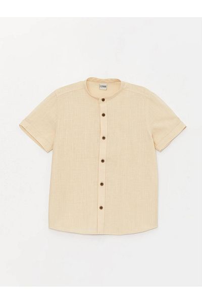 LC Waikiki LCW Kids Cardigan Collar Basic Short Sleeve Boy's Shirt
