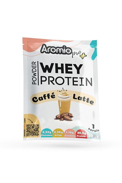 Aromio Pro+ Whey Protein Powder - Caffe Latte, Single Drink, 10 Chassis