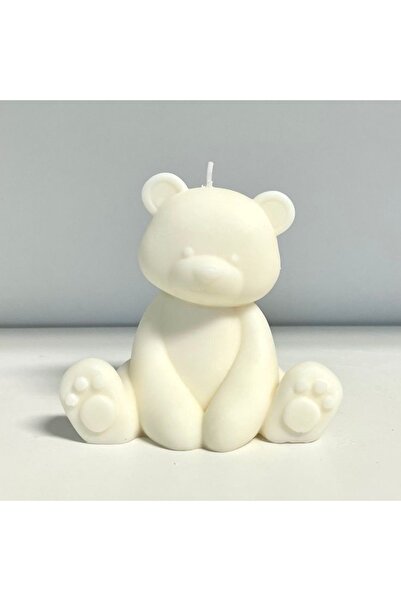 LARA küçük dükkan atolyesi Büyük Beyaz Ayıcık Mum Bebek Kokulu - Oda aksesuar...
