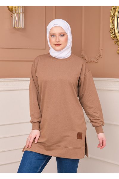 Birol Triko Σκούρο Μπεζ Hijab Γυναικείο Τουνίκ