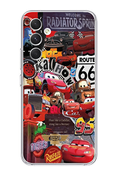 Magic Ring Samsung S24 PLUS Uyumlu Şimşek McQueen Kolaj Tasarımlı Şeffaf Tele...