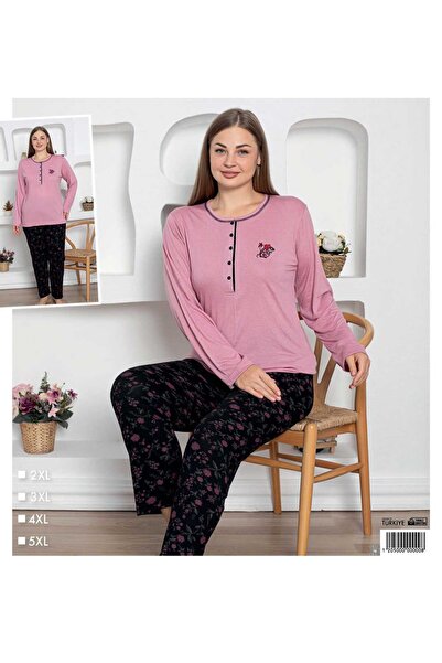 pijamakeyfi Kadın Pijama Takımı - Bisiklet Yaka - Düğmeli Yaka - Düz Paça - U...