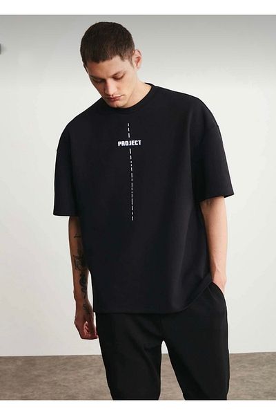 BYMEER Tricou oversize cu imprimeu Black Project