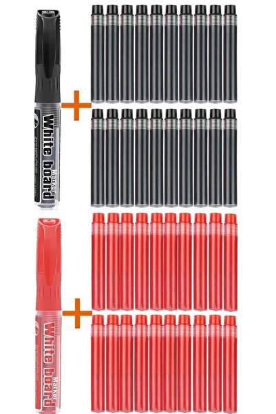 Modellino 40 Adet Kartuş - 20 Siyah + 20 Kırmızı & 2 Adet Siyah Kırmızı Tüplü...