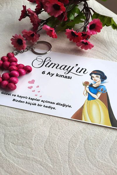 Emtory Home Breloc din lemn natural cu stea 10 buc - Cadou pentru bebeluși cu cardul Albă ca Zăpada - Scriere personală adăugată