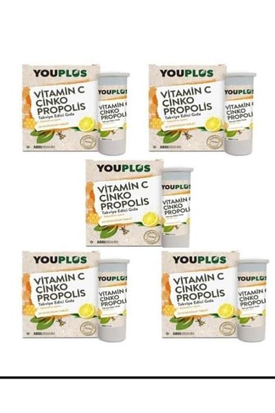 Youplus Vitamin C and Zinc Propolis 20 Effervescent Tablets - 5 Pieces