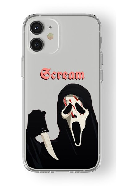 Multitronic حافظة شفافة مطبوعة بتصميم Scream متوافقة مع هاتف Iphone 12 Mini