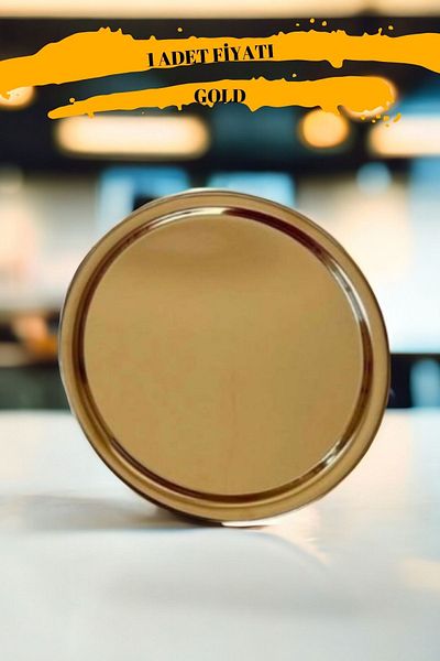 Gülçin Yalçın 22 Cm Gold Tea Coffee Presentation Tray