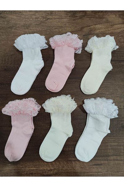 Leement socks 6 чифта аксесоари за момичета Дантелени чорапи Памук