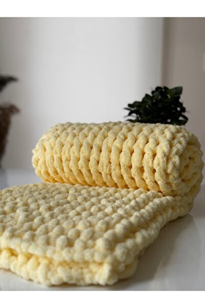 STARRYSTORE El Örgü Puffy Bebek Battaniye 90x90 cm