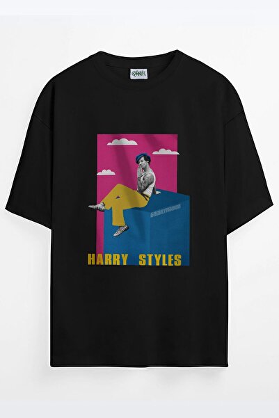 Grove Fashion تي شيرت هاري إدوارد ستايلز ملون مطبوع للجنسين مقاس كبير