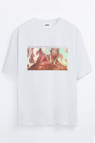 Grove Fashion تي شيرت Anime Manga Attack On Titan مطبوع للجنسين مقاس كبير