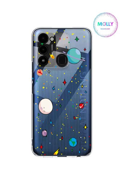 Molly حافظة سيليكون بنمط الكوكب الشفاف لهاتف Tecno SPARK 8C
