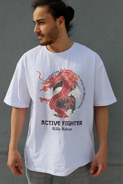 Grove Fashion Killa Dragon Printed Unisex Oversize T-Shirt
