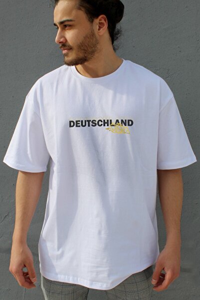 Grove Fashion Unisex White Deutschland Printed Oversize T-shirt