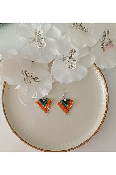 İPAR AKSESUAR Needlework Handmade Sand Bead Earrings