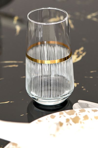 P H Panayır Home Luxury Gold STAR Royal Pattern Soft Drink Water Cup Set 6pcs Tableware Table Drink Set with Dowry Holder