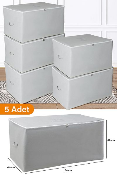 Serstil 5 Pieces - Large Anthracite Storage Bag - 74 x 46 x 46 cm