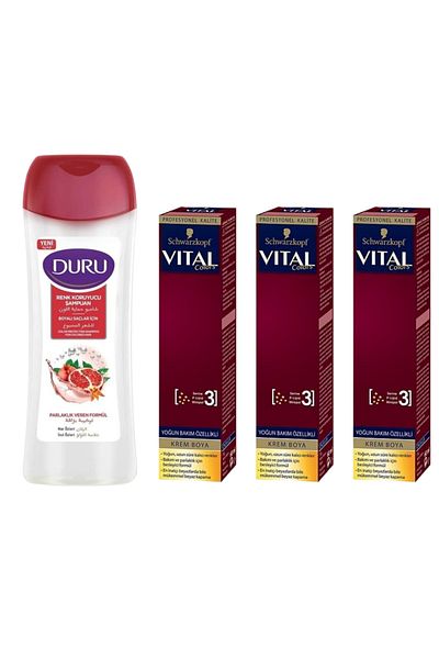 Duru Shampoo Dyed Hair 600 ml + Vital 9.11 X 3Pcs