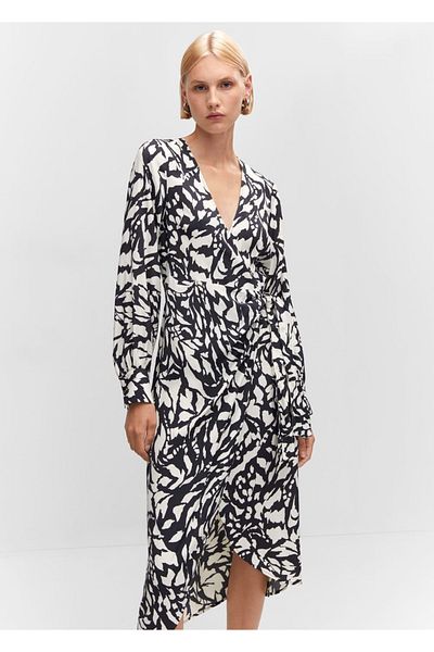 MANGO Woman Patterned wrap-cut dress
