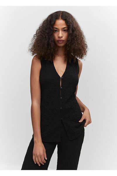 MANGO Woman Woven vest with polo collar