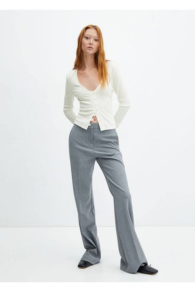 MANGO Woman Ζακέτα ριγέ με κόσμημα