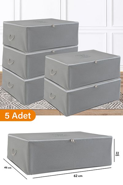 Serstil 5 Pieces - Large Size Anthracite Storage Bag Under Plinth 62 x 46 x 22 cm
