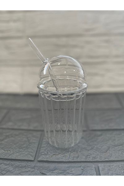 MİMOZA PARK 1 Piece Glass Oval Lid Heat Resistant Pinterest Cup| Coffee And Presentation Cup| 400ml