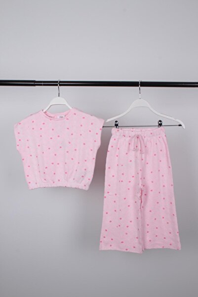 Pink Hippo Kids Devojka Cvetni dezen Pleteno Teksturirano Gornji i donji deo