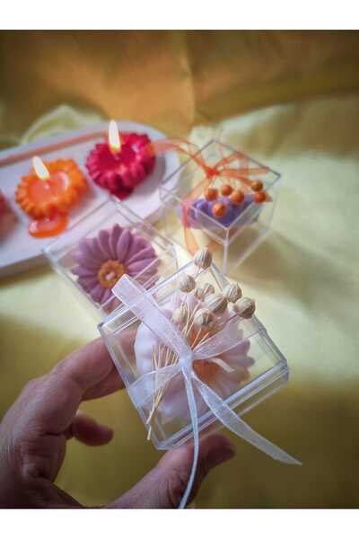 MEHA HEDİYELİK EŞYA Mika Kutu I?çerisinde Hediyelik Kokulu Papatya Mum 10 Adet