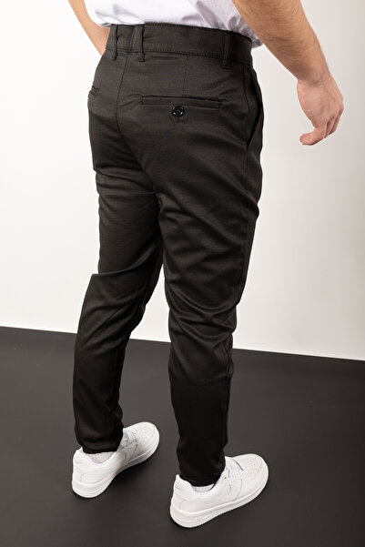 WAMOSSALAPLI Slim Fit Dobby vzor látkové kalhoty