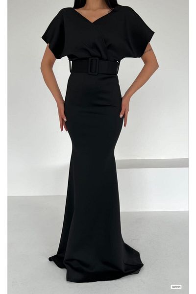 ModaLy Moda ROCHIE NĂGRĂ, STILATĂ, CU BURĂ, TENDINȚĂ NOUĂ SCUBA 686582099
