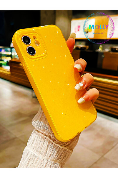 Molly iPhone 11 İçin Sarı Berry Simli Parlak Silikon Kılıf