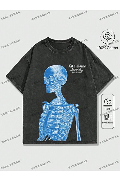 Tarzsokak Ανδρικό μπλουζάκι Drop Shoulder - ΚΩΔΙΚΟΣ Trend Street Life, σύνθημ...