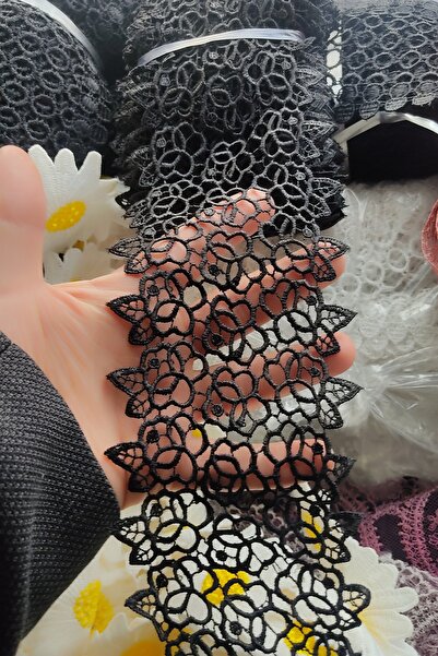 DUAYEN Güpür dantel siyah ara masal desen 1 metre