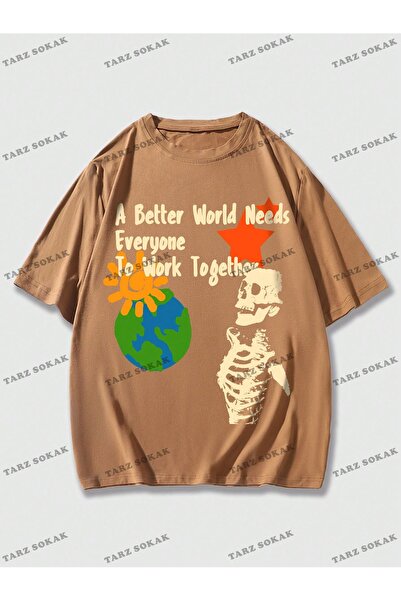 Tarzsokak Tricou cu imprimeu cu slogan și schelet KOD Trend Street Life Guys