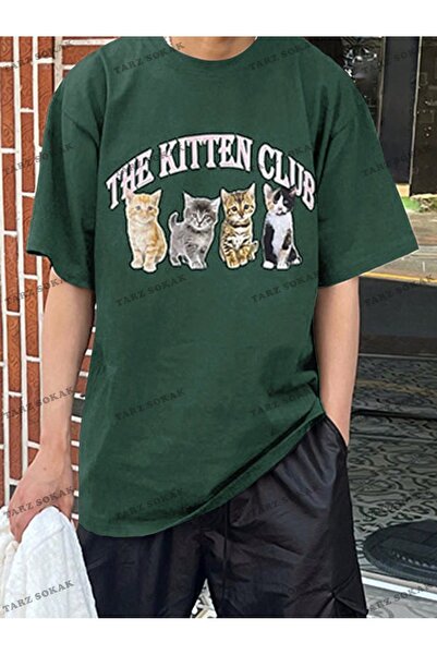 Tarzsokak ΚΩΔΙΚΟΣ Trend Ανδρικό μπλουζάκι με στάμπα γάτας και γράμματος