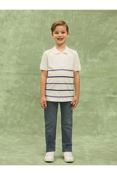 LC Waikiki LCW Kids Polo Neck Striped Short Sleeve Boy's T-Shirt