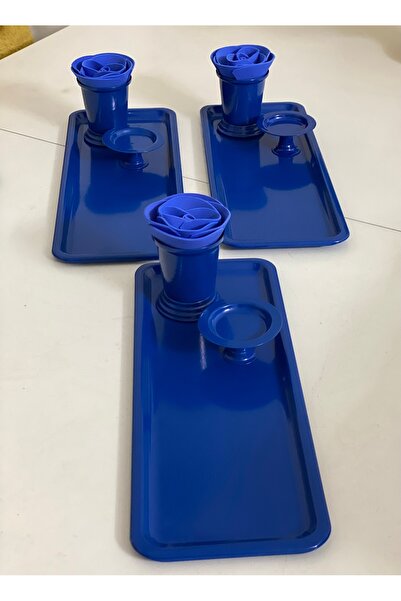 Elzem Blue 3 Rectangular Presentation Trays and Macaron Holder, Stylish and Useful Product